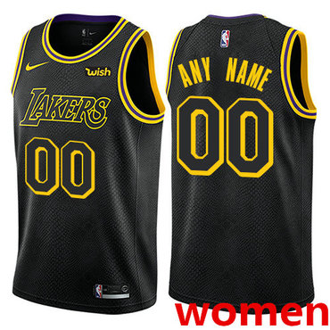 Womens Nike Los Angeles Lakers Customized Swingman Black NBA City Edition Jersey->customized nba jersey->Custom Jersey
